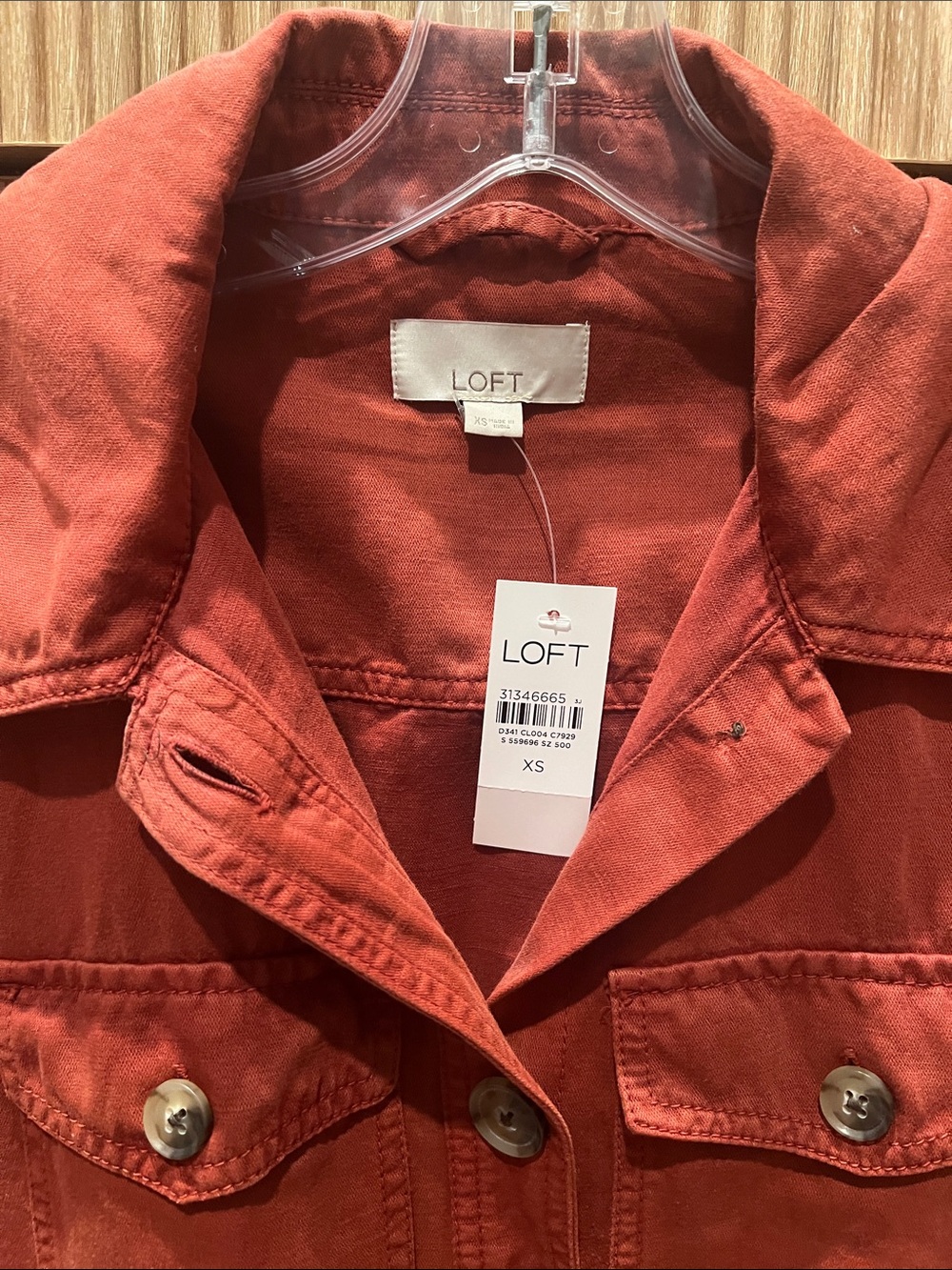 LOFT Rustic Red Utility Jacket with Button Front - Picture 2 of 4